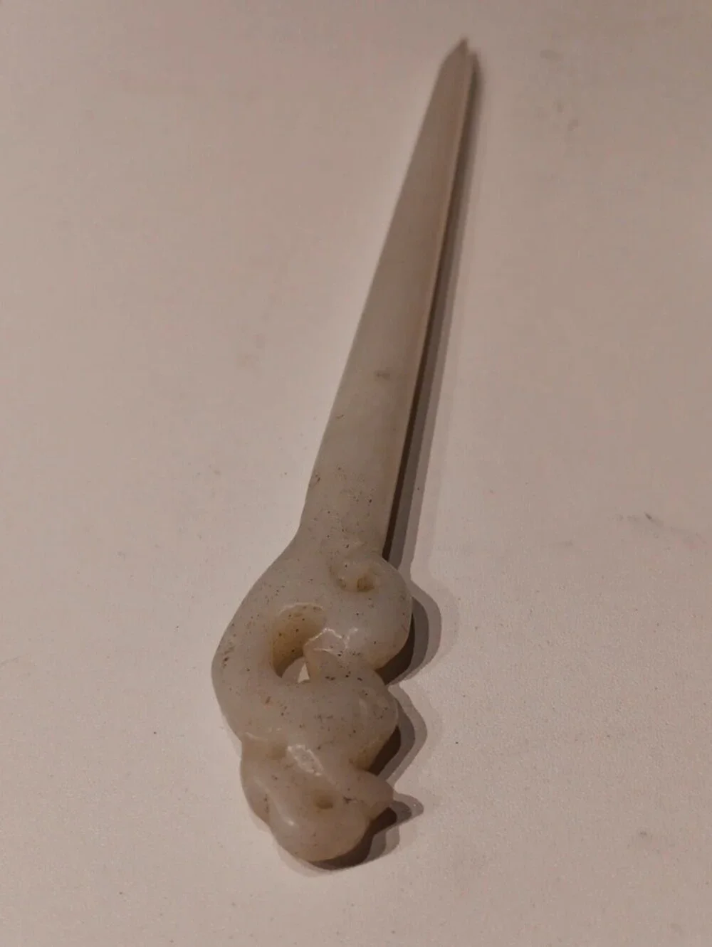 Hand Carved White Jade Hair Pin